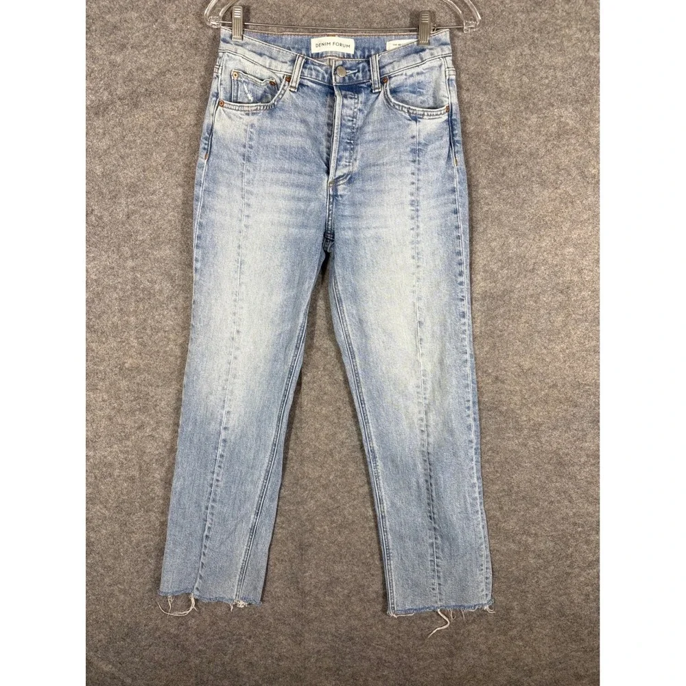 Denim Forum Arlo‎ Hi-Rise Straight Leg Jeans Size 27 Light Wash Womens